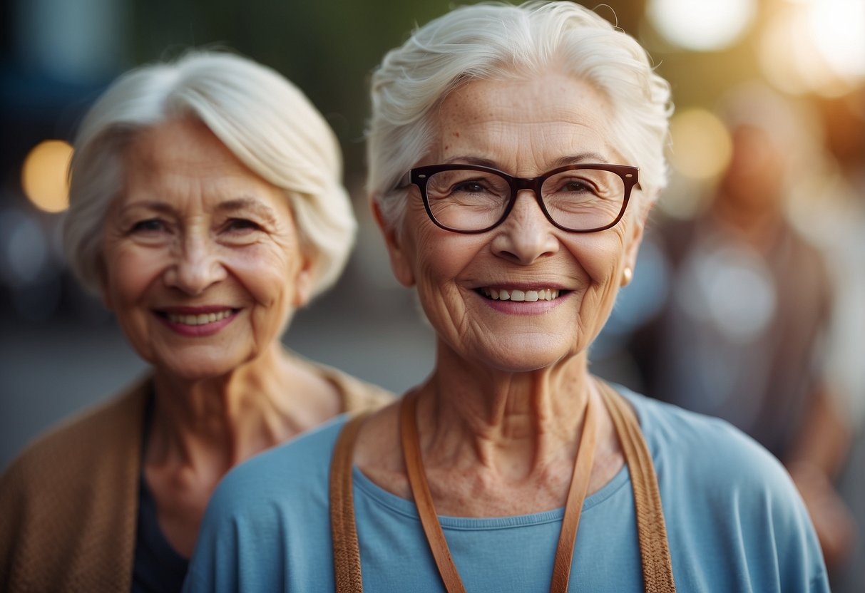 Elderly individuals holding static poses with determination and focus. Smiling faces and strong posture demonstrate success in maintaining motivation